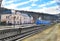 Yaremche Train Station. Carpathians landscape