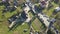 Yaremche - Ukraine, October 14, 2017: Flying over carpathian city Yaremche and orthodox wooden church