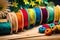 Yarn colorful threads wool threads. Generative AI