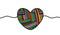 Yarn heart hand drawn illustration with cute symbol in cartoon style