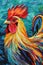 Yarn painting of a rooster