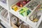 Yarn storage organization textile hobby supplies contemporary cupboard shelves