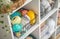 Yarn storage organization textile hobby supplies contemporary cupboard shelves