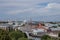 Yaroslavl. View from height. View from the monastery belfry of the Transfiguration monastery. Modern buildings in the old town