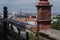 Yaroslavl. View from height. View from the monastery belfry of the Transfiguration monastery. Modern buildings in the old town