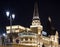 Yaroslavsky railway station building night, Moscow, Russia