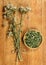 Yarrow. Dried herbs. Herbal medicine, phytotherapy medicinal her