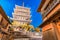 Yasaka Pagoda and City Street at sunset, Kyoto, Japan