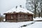 Yasnaya Polyana  Tula Region  Russia - 2021-01-04: Old traditional russian wooden house izba