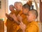 Yasothon, Thailand - 2/21/2015 : 5 Unidentified Asian young boys become a monk