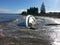 Yatch sunk in the sea on the beach Rockingham Perth Western Australia