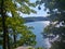 Yatesville Lake as seen from between trees along nature trail