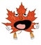 Yawning mapple leaf cartoon