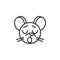 Yawning rat emoticon line icon