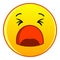 Yawning yellow emoticon icon, cartoon style