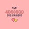 Yay 4000000 Subscribers celebration, Greeting card for 4m social Subscribers