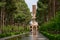 Yazd, Iran - 14.04.2019: The tallest wind tower of Iran in Dolat-Abad Garden, Yazd, Iran. Historical cooling device in beautiful