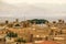 Yazd, Iran - May 14, 2017: the ancient city of Yazd built from clay with the first ancient air conditioning systems. Panorama from