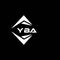 YBA abstract monogram shield logo design on black background. YBA creative initials letter logo