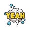 Yeah comic words in speech bubble isolated icon