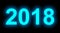 Year 2018 neon light full numbers isolated on black