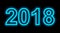 Year 2018 neon light outlined numbers isolated on black