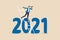 Year 2021 business outlook, vision to see the way forward, forecast, prediction and business success concept, businessman leader