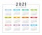 Year 2021 calendar vector template