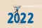 Year 2022 economic outlook, forecast or visionary to see future ahead, challenge and business opportunity concept, smart