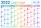 Year 2022 one page colorful calendar