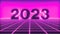 The year 2023 in a neon environment 3d rendering