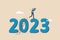 Year 2023 outlook, economic forecast or future vision, business opportunity or challenge ahead, year review or analysis concept,