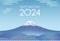 The Year 2024 New Year’s Greeting Card Vector Template With Blue Sky And Mt. Fuji.