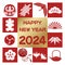 The Year 2024 New Year’s Vector Greeting Symbol With Japanese Vintage Lucky Charms.