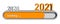 Year change 2021 - year digits over progress bar showing loading of the New Year - graphic elements in orange and grey