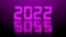 Year change 2022 - blurred pink year digits with reflection effects on structured surface over illuminated background