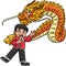 Year of the Dragon Child Holding Lantern Clipart