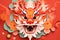 Year of the dragon chinese celebration. Paper cut out Chinese dragon design