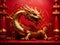 The year of the dragon, golden dragon with the red background, Chinese New Year. Generative Ai.