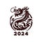 Year of the Dragon with a sleek black and white logo for 2024