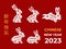 Year of the Rabbit 2023. Translation: Chinese New Year 2023. Happy Chinese Lunar Year. Vector illustration. Rabbit
