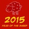 Year Of Sheep 2015 Design Card With Yellow Numbers And Tex