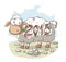 Year Of the Sheep 2015 Vector Cartoon