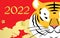Year of tiger 2022-Decorative background with flowers and clouds