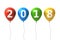 Year two thousand eighteen , Happy new year 2018 , White 2018 text on colorful balloons isolated over white background