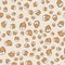 Yeast cartoon seamless vector pattern on beige background. Baking doodle.