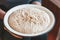 Yeast dough in a bowl. Sourdough baking recipe