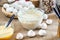 Yeast ferment in a glass bowl