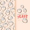 Yeast seamless pattern in cartoon style. Funny yeast baking doodle illustration. Cute bakery pattern.