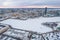 Yekaterinburg aerial panoramic view at Winter in beautiful cloudy sunset. Ekaterinburg is the fourth largest city in Russia